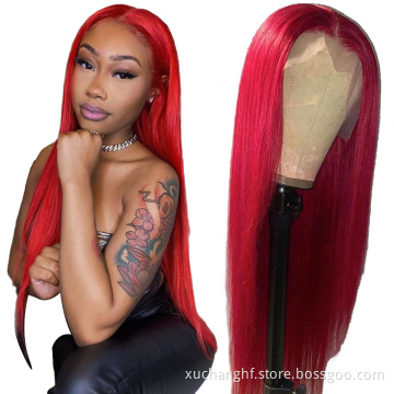 40inch Red 99j Colored Burgundy Straight Lace Front Human Hair Wigs Brazilian Middle Part Remy Lace Frontal Wigs For Women